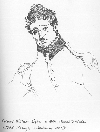 Colonel William Light, Engineer, Surveyor, City Planner,
Artist, Founder of the City of Adelaide; *1786 Malaya,
+ 1839 Adelaide.